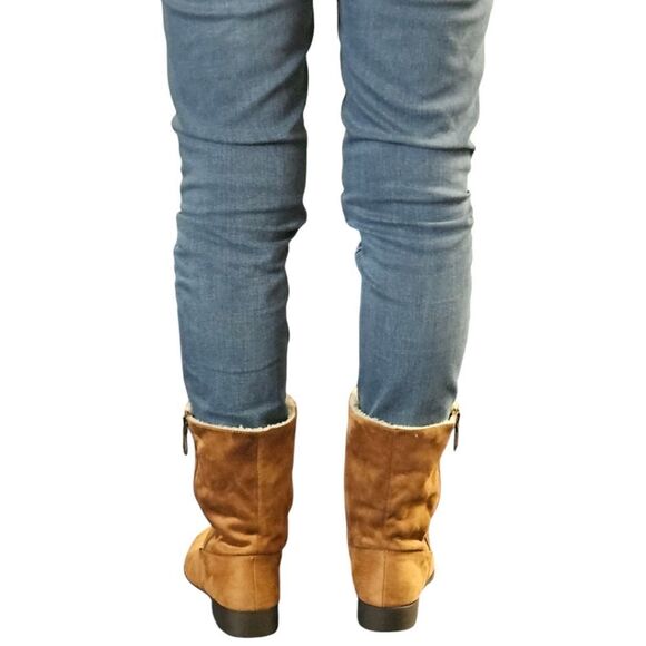 MAURICE'S REGINA FOX FUR ROLL DOWN ANKLE ZIP BOOTS SIZE 10M - Picture 7 of 16